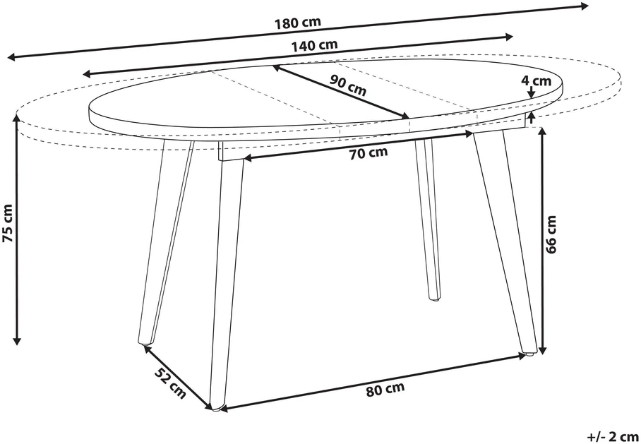 Beliani Išskleidžiamas valgomojo stalas DUTTON rudas 140/180 cm 90 cm