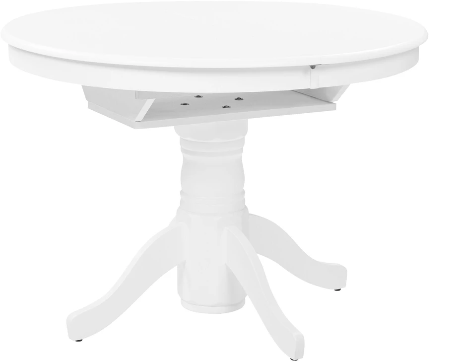 Beliani Išskleidžiamas valgomojo stalas AKRON baltas 106/150 cm