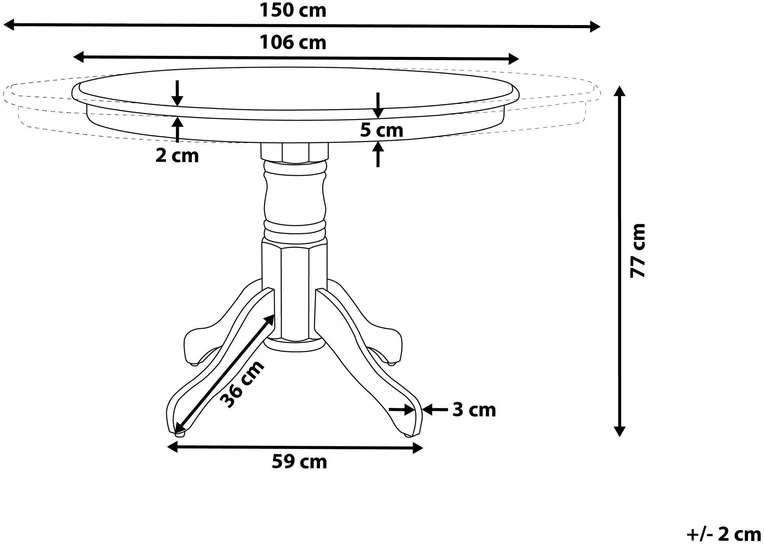Beliani Išskleidžiamas valgomojo stalas AKRON šviesus uosis 106/150 cm 106 cm medis