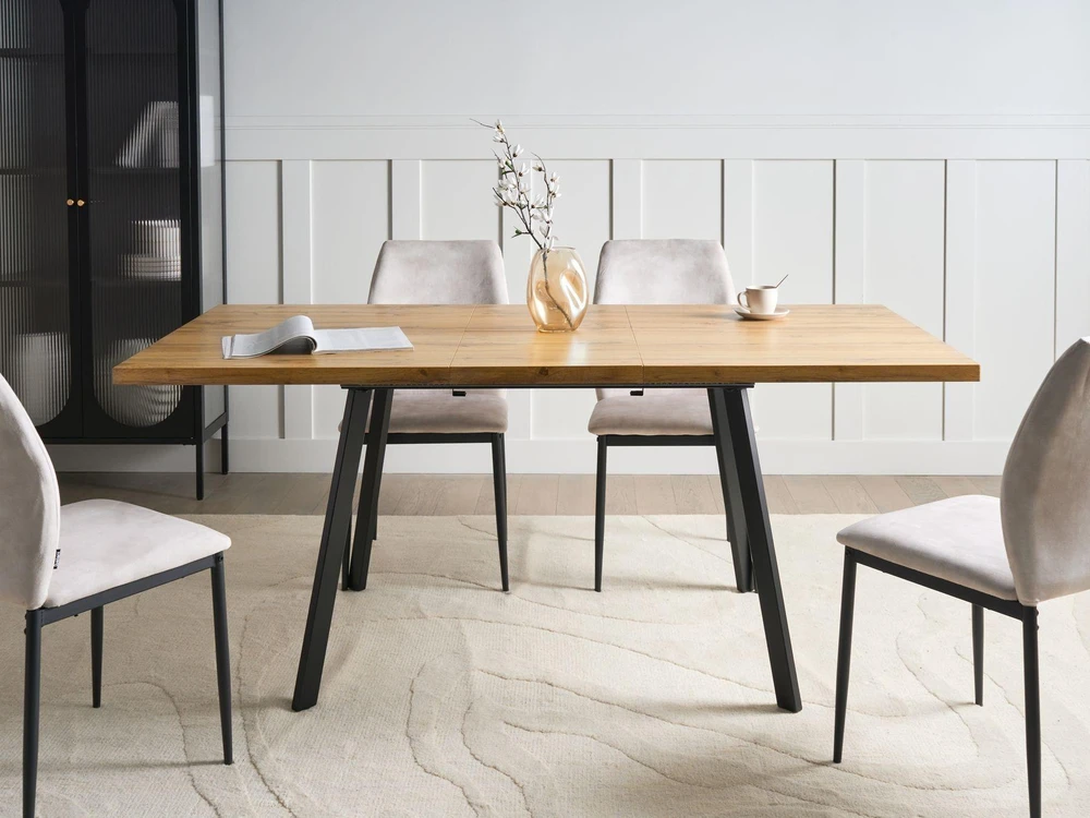 Beliani Išskleidžiamas valgomojo stalas HARLOW, rudas, 140/180 × 90 cm