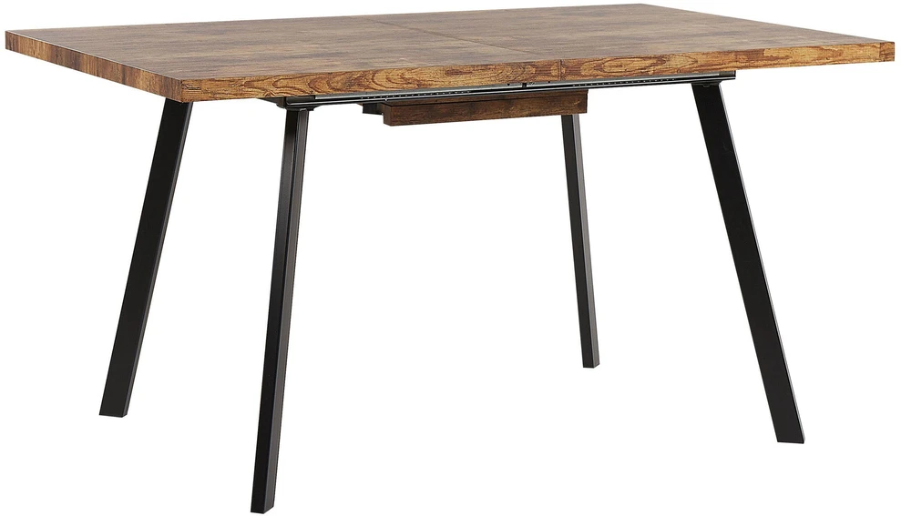 Beliani Išskleidžiamas valgomojo stalas HARLOW tamsiai rudas 140/180 cm 90 cm