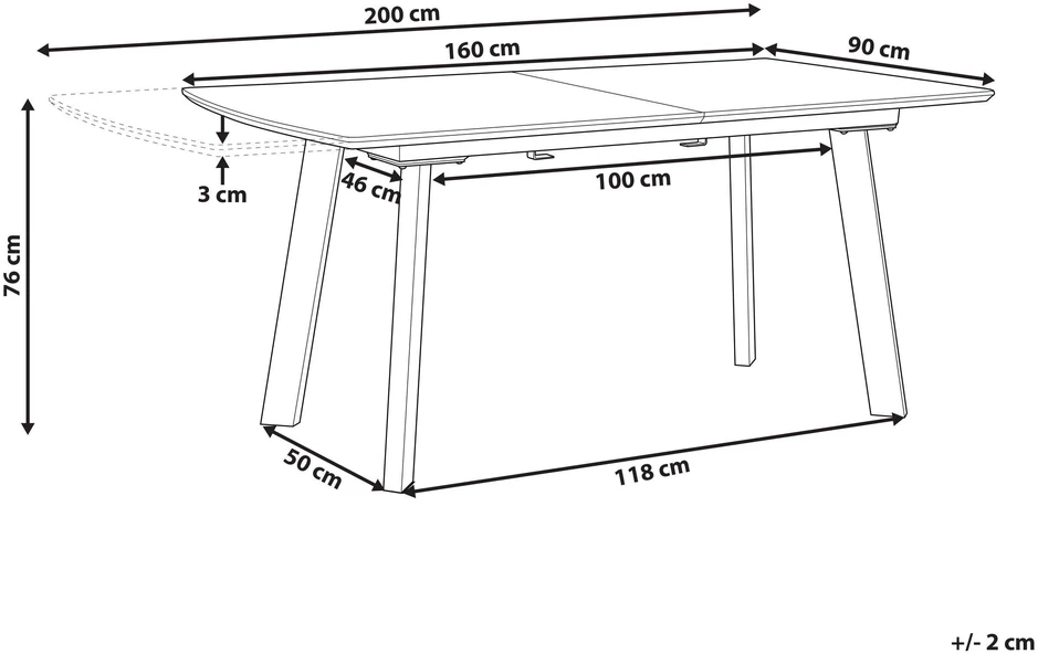 Beliani Išskleidžiamas valgomojo stalas SALVADOR tamsiai rudas 160/200 cm 90 cm