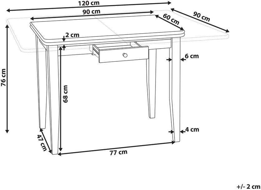 Beliani Išskleidžiamas valgomojo stalas MASELA rudas 90/120 cm 60 cm medinis