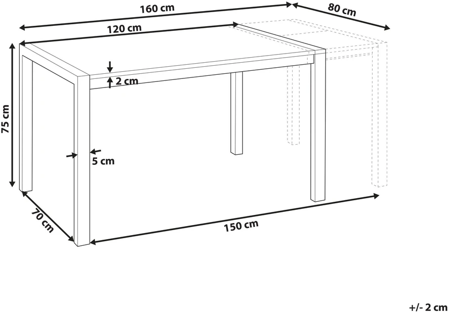 Beliani Išskleidžiamas valgomojo stalas GRANADA Juodas 120/160 cm 80 cm