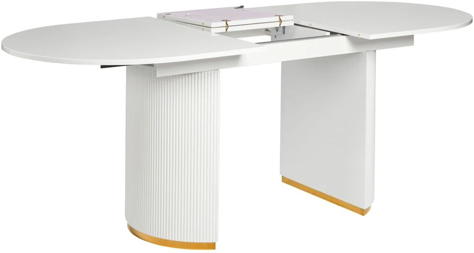 Beliani Išskleidžiamas valgomojo stalas DULVERTON baltas 160/200 cm 90 cm