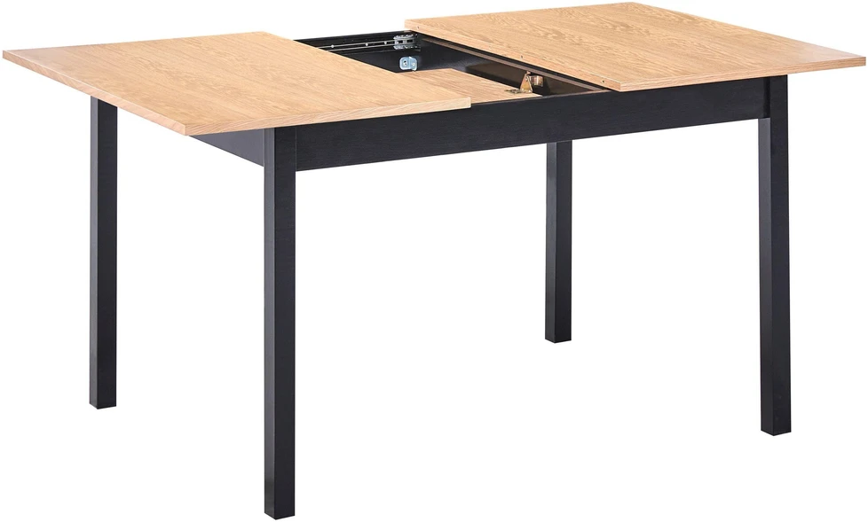 Beliani Išskleidžiamas valgomojo stalas HOUSTON šviesiai rudas/juodas 120/150 cm 90 cm pušies mediena