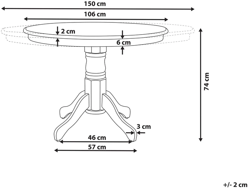 Beliani Išskleidžiamas valgomojo stalas AKRON juodas 106/150 cm