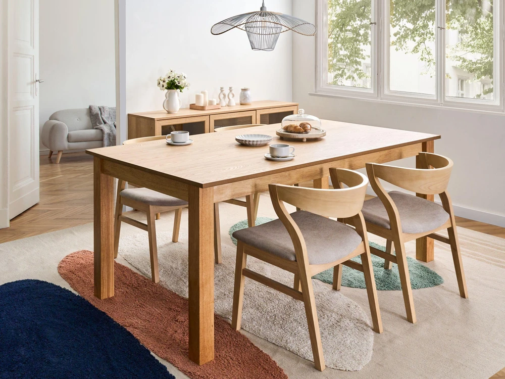 Beliani Išskleidžiamas valgomojo stalas MADURA šviesaus uosio spalvos 180/280 cm 100 cm