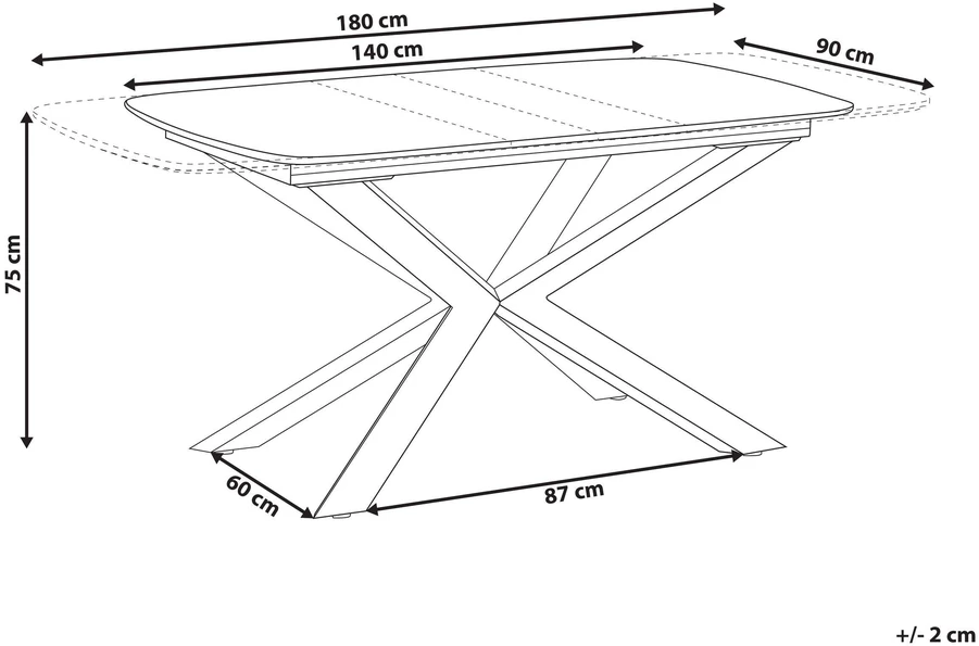 Beliani Išskleidžiamas valgomojo stalas GAIRDNER rudas 140/180 cm 90 cm