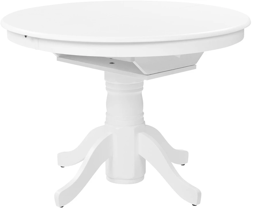 Beliani Išskleidžiamas valgomojo stalas AKRON baltas 106/150 cm