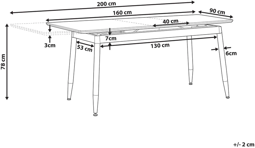 Beliani Išskleidžiamas valgomojo stalas CALIFORNIA tamsiai rudas 160/200 cm 90 cm