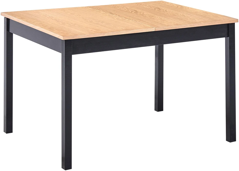 Beliani Išskleidžiamas valgomojo stalas HOUSTON šviesiai rudas/juodas 120/150 cm 90 cm pušies mediena