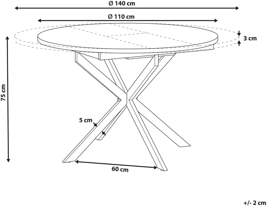 Beliani Išskleidžiamas valgomojo stalas FRIONA tamsiai rudas 110/140 cm 110 cm
