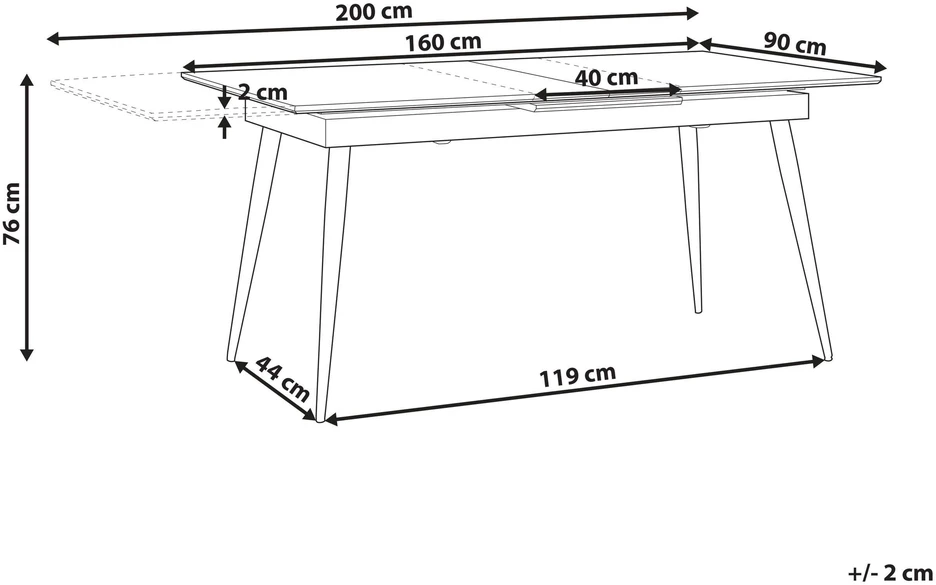 Beliani Išskleidžiamas valgomojo stalas MALDON juodas 160/200 cm 90 cm