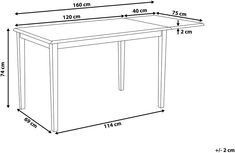 Beliani Išskleidžiamas valgomojo stalas LOUISIANA šviesiai rudas 120/160 cm 75 cm Medis