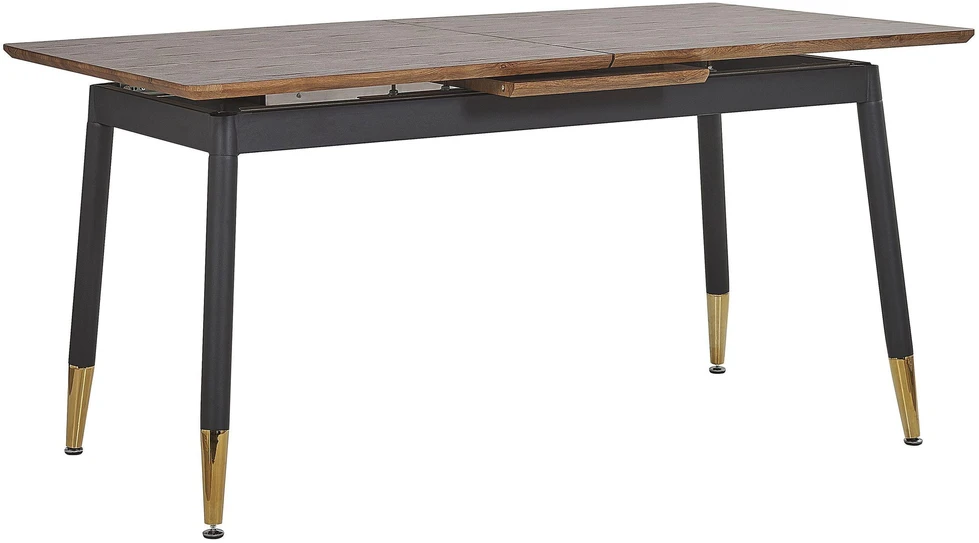 Beliani Išskleidžiamas valgomojo stalas CALIFORNIA tamsiai rudas 160/200 cm 90 cm