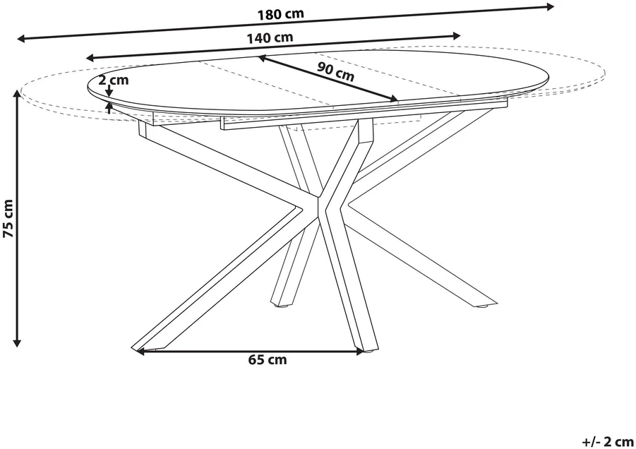 Beliani Išskleidžiamas valgomojo stalas MACQUARIE rudas 140/180 cm 90 cm