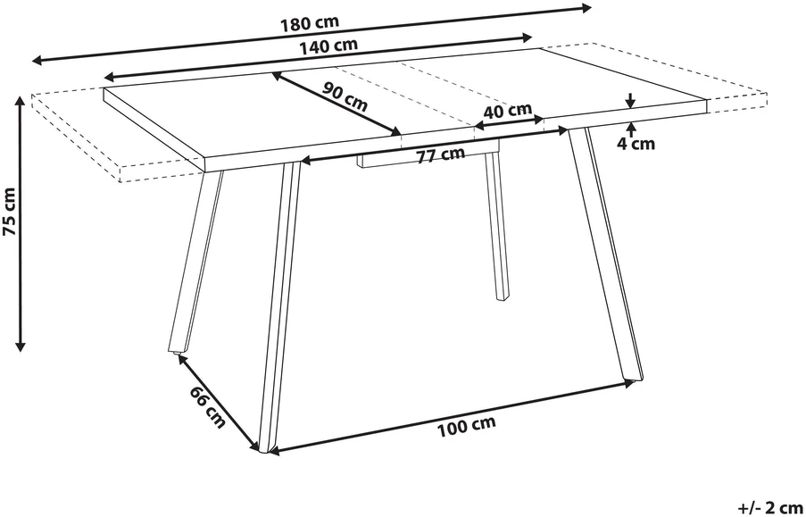 Beliani Išskleidžiamas valgomojo stalas HARLOW, rudas, 140/180 × 90 cm