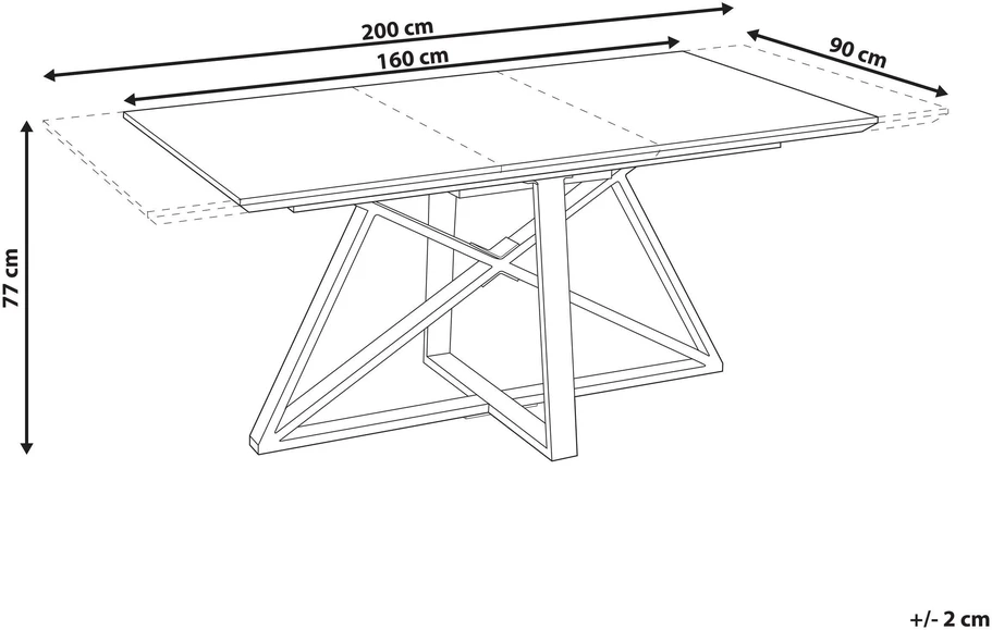 Beliani Išskleidžiamas valgomojo stalas MAXIMUS baltas marmuras 160/200 cm 90 cm