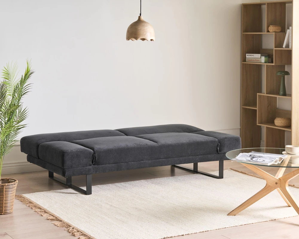Beliani Ištižama sofa dviems YORK šenilinė, juoda