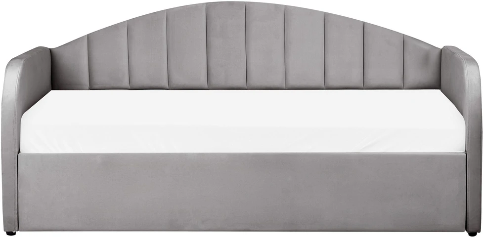 Beliani Ištraukiama lova aksominė EYBURIE 90 x 200 cm pilka