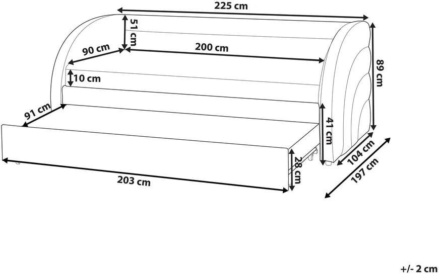 Beliani Ištraukiama lova Boucle ALBIAC 90 x 200 cm balta