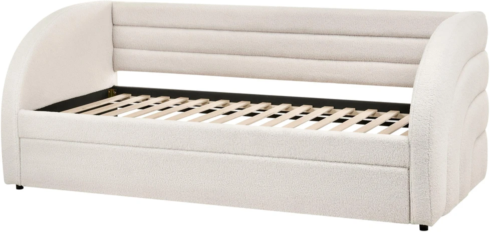 Beliani Ištraukiama lova Boucle ALBIAC 90 x 200 cm balta