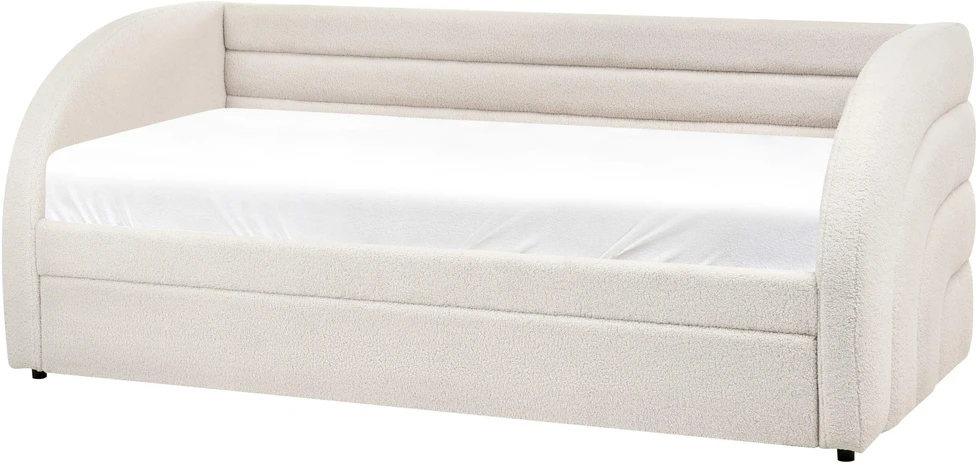 Beliani Ištraukiama lova Boucle ALBIAC 90 x 200 cm balta
