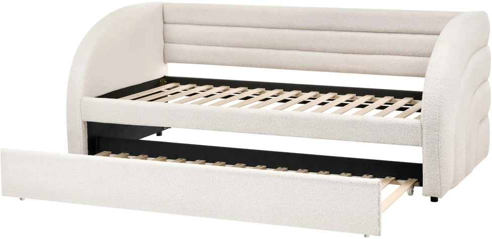 Beliani Ištraukiama lova Boucle ALBIAC 90 x 200 cm balta