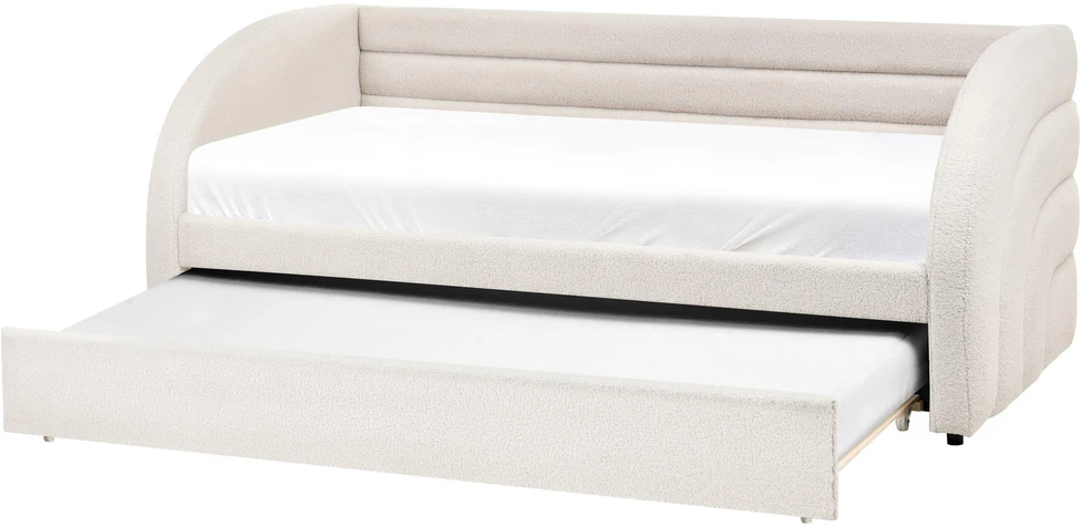 Beliani Ištraukiama lova Boucle ALBIAC 90 x 200 cm balta