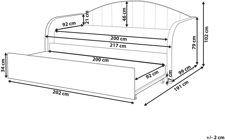 Beliani Ištraukiama lova Boucle EYBURIE 90 x 200 cm šviesiai smėlinės spalvos