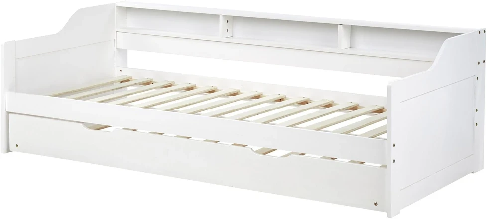 Beliani Ištraukiama lova iš pušies medienos EDERN 90 x 200 cm, balta
