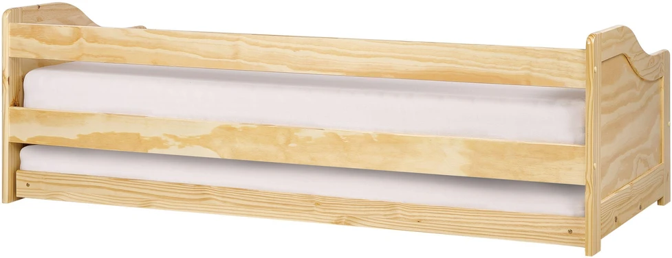 Beliani Ištraukiama lova iš pušies medienos LUNERAY 90 x 200 cm, šviesiai ruda