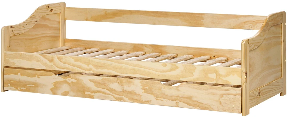 Beliani Ištraukiama lova iš pušies medienos LUNERAY 90 x 200 cm, šviesiai ruda
