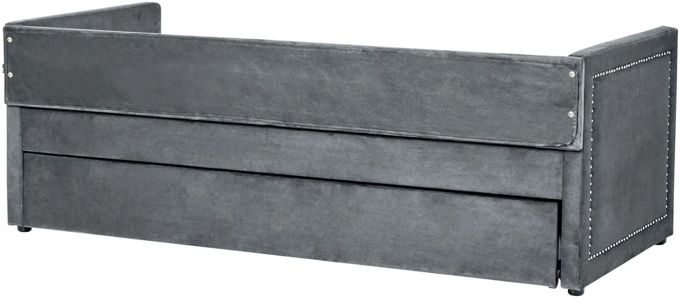 Beliani Ištraukiama lova iš velveto MIMIZAN 90 x 200 cm tamsiai pilka