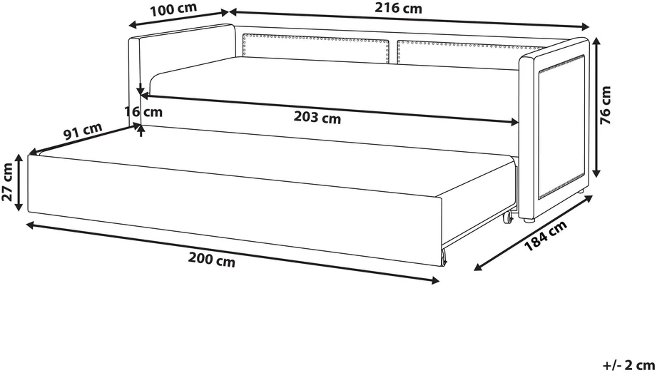 Beliani Ištraukiama lova iš velveto MIMIZAN 90 x 200 cm tamsiai pilka