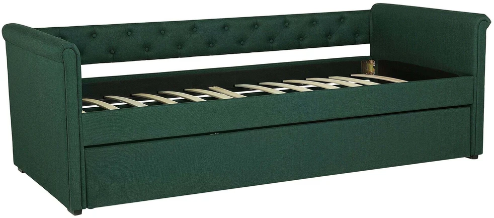 Beliani Ištraukiama lova LIBOURNE 80 x 200 cm tamsiai žalia