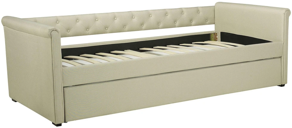 Beliani Ištraukiama lova LIBOURNE 80 x 200 cm smėlio spalvos