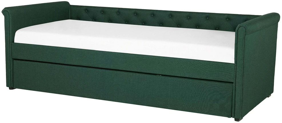 Beliani Ištraukiama lova LIBOURNE 80 x 200 cm tamsiai žalia