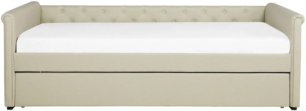 Beliani Ištraukiama lova LIBOURNE 80 x 200 cm smėlio spalvos