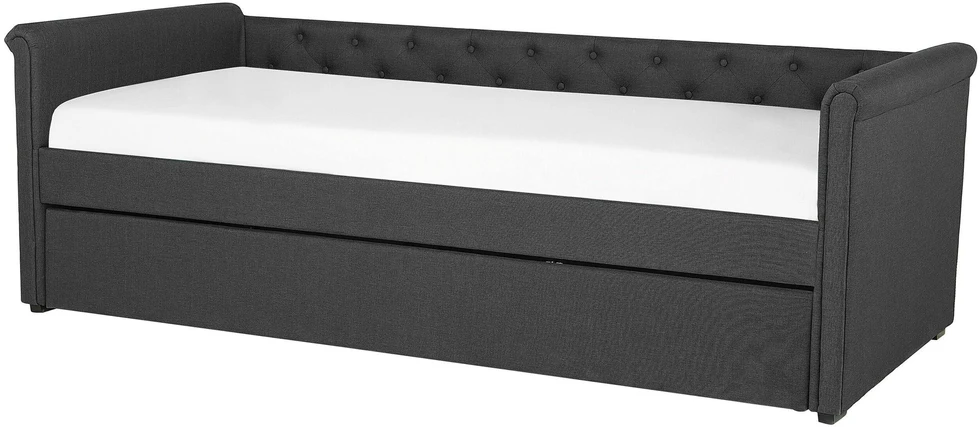 Beliani Ištraukiama lova LIBOURNE 80 x 200 cm tamsiai pilka