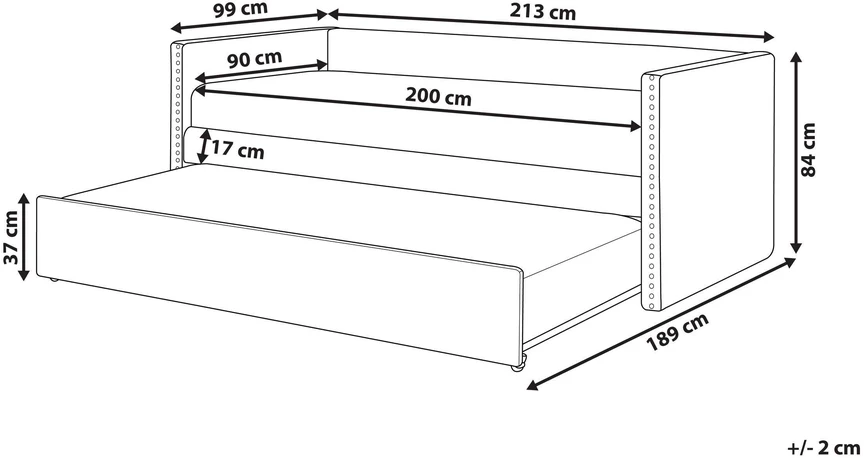 Beliani Ištraukiama lova TROYES 90 x 200 cm, smėlio spalvos
