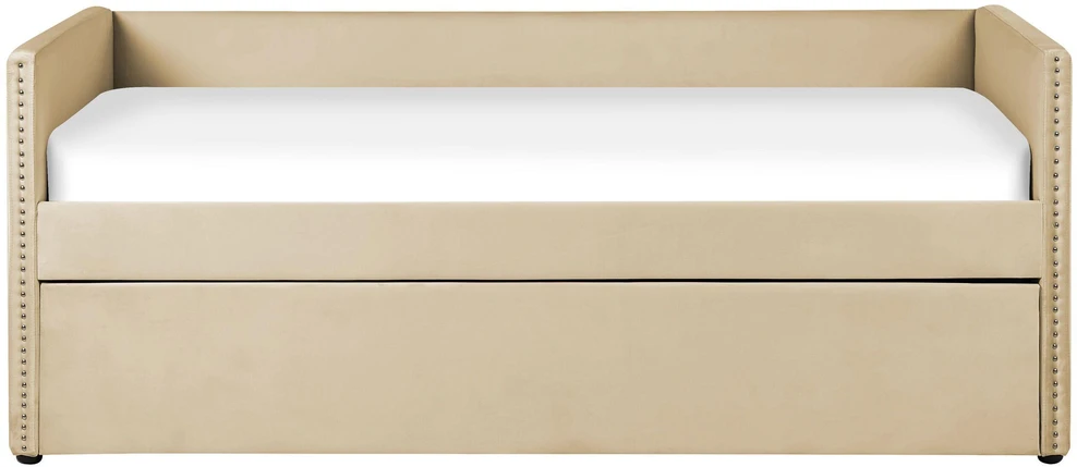 Beliani Ištraukiama lova TROYES 90 x 200 cm, smėlio spalvos