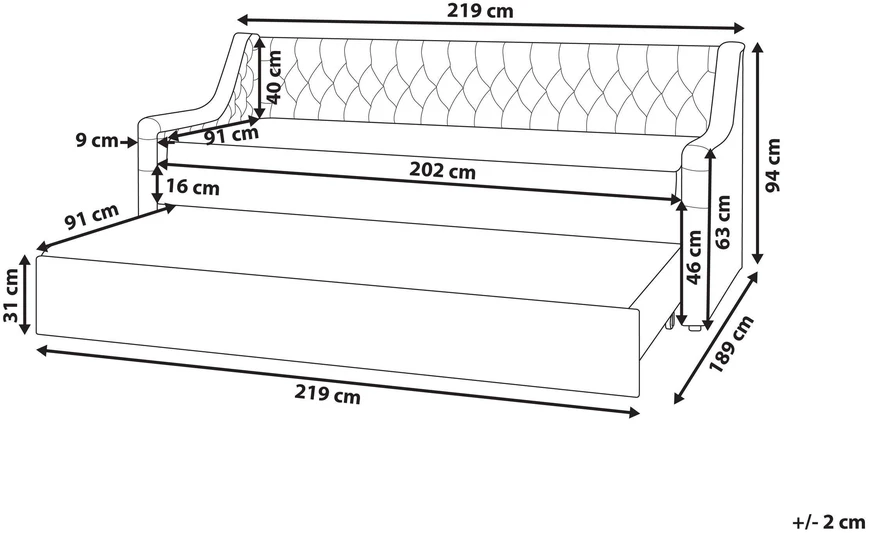 Beliani Ištraukiama lova veliūrinė MONTARGIS 90 x 200 cm šviesiai pilka