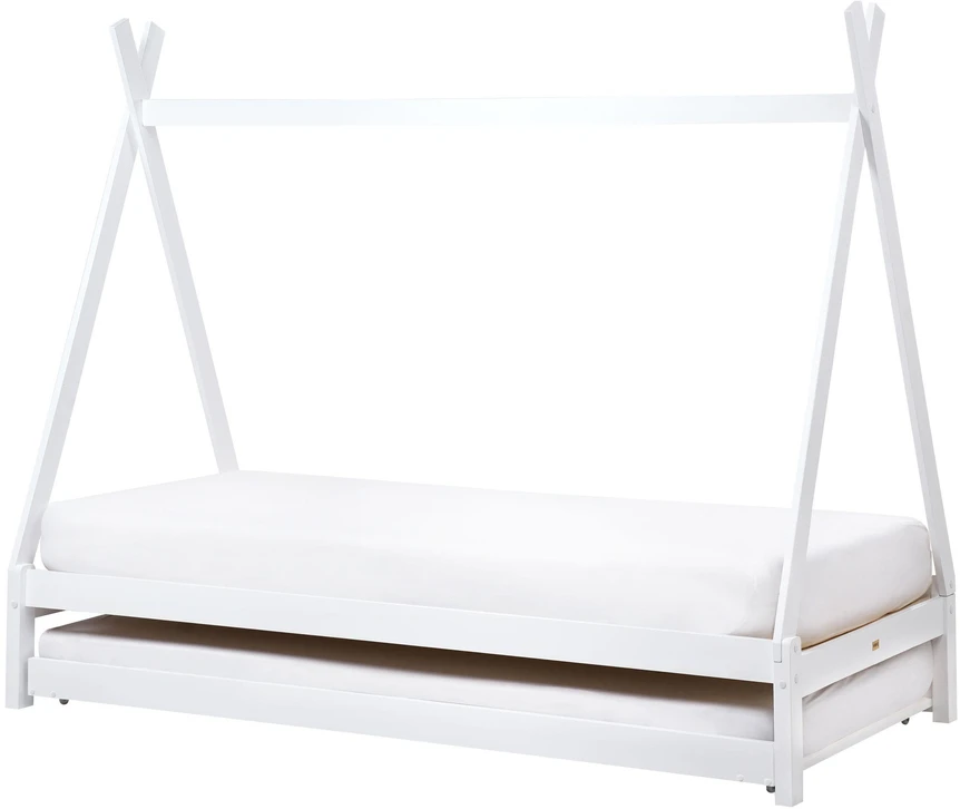 Beliani Ištraukiama vaikiška lova TALMONTIERS, pušies mediena, 90 × 200 cm, balta