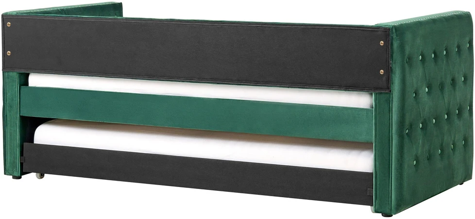 Beliani Ištraukiama veliūrinė lova GASSIN 90 x 200 cm, smaragdo spalvos