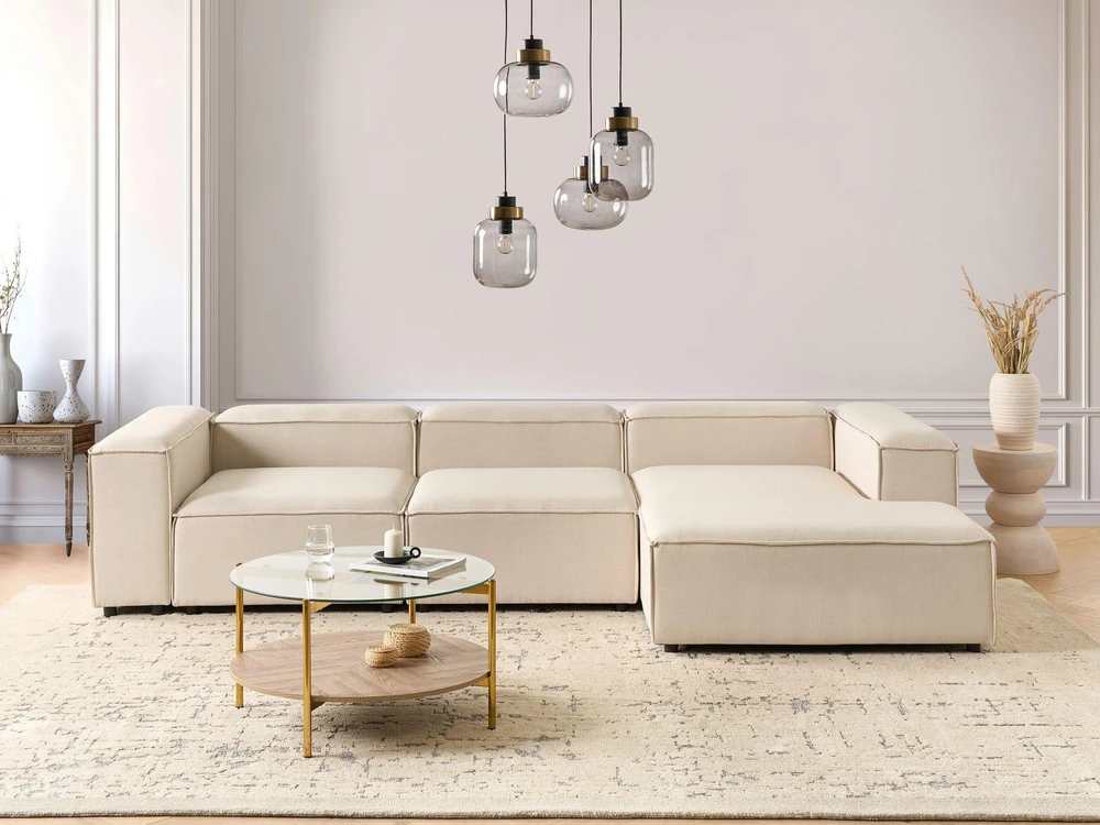 Beliani Kairinis modulinis kampinis sofa ARDAL, smėlio spalvos