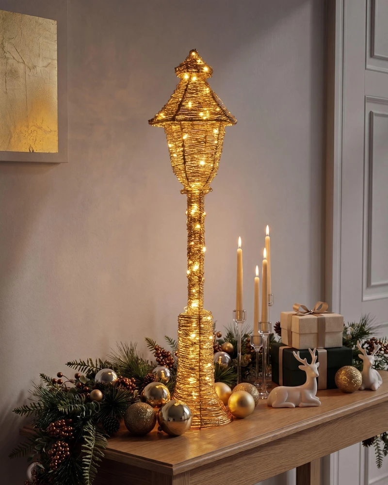 Beliani Kalėdinė LED dekoracija ALFTANES Žibintas 62 cm aukso spalvos