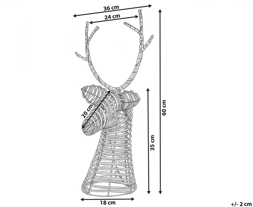 Beliani Kalėdinė LED dekoracija DYBESO Šiaurės elnias 60 cm tamsiai ruda