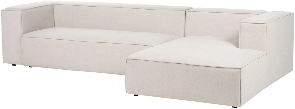 Beliani Kamninė sofa VERNON 3 asmenų, šviesiai smėlio spalvos, kairinė
